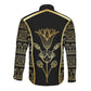 Egypt The Lotus Long Sleeve Button Shirt Gold Bloom Hieroglyphic Patterns