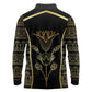 Egypt The Lotus Long Sleeve Polo Shirt Gold Bloom Hieroglyphic Patterns