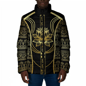 Egypt The Lotus Padded Jacket Gold Bloom Hieroglyphic Patterns