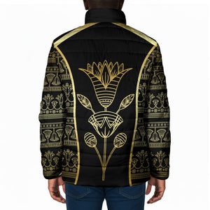 Egypt The Lotus Padded Jacket Gold Bloom Hieroglyphic Patterns