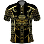 Egypt The Lotus Polo Shirt Gold Bloom Hieroglyphic Patterns