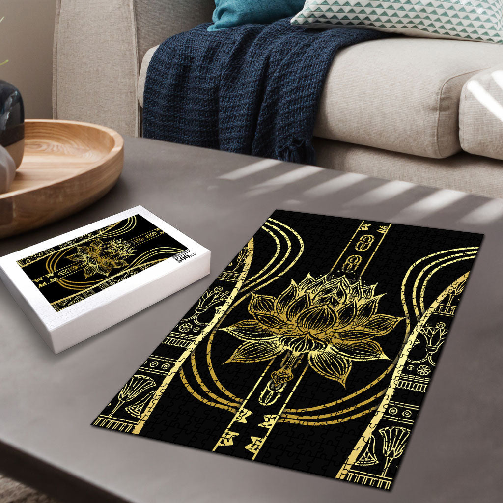 Egypt The Lotus Puzzle Gold Bloom Hieroglyphic Patterns
