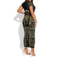 Egypt The Lotus Short Sleeve Bodycon Dress Gold Bloom Hieroglyphic Patterns