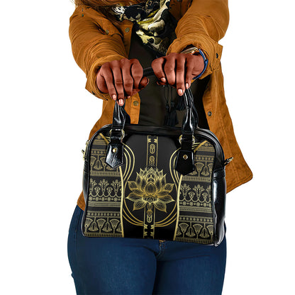 Egypt The Lotus Shoulder Handbag Gold Bloom Hieroglyphic Patterns