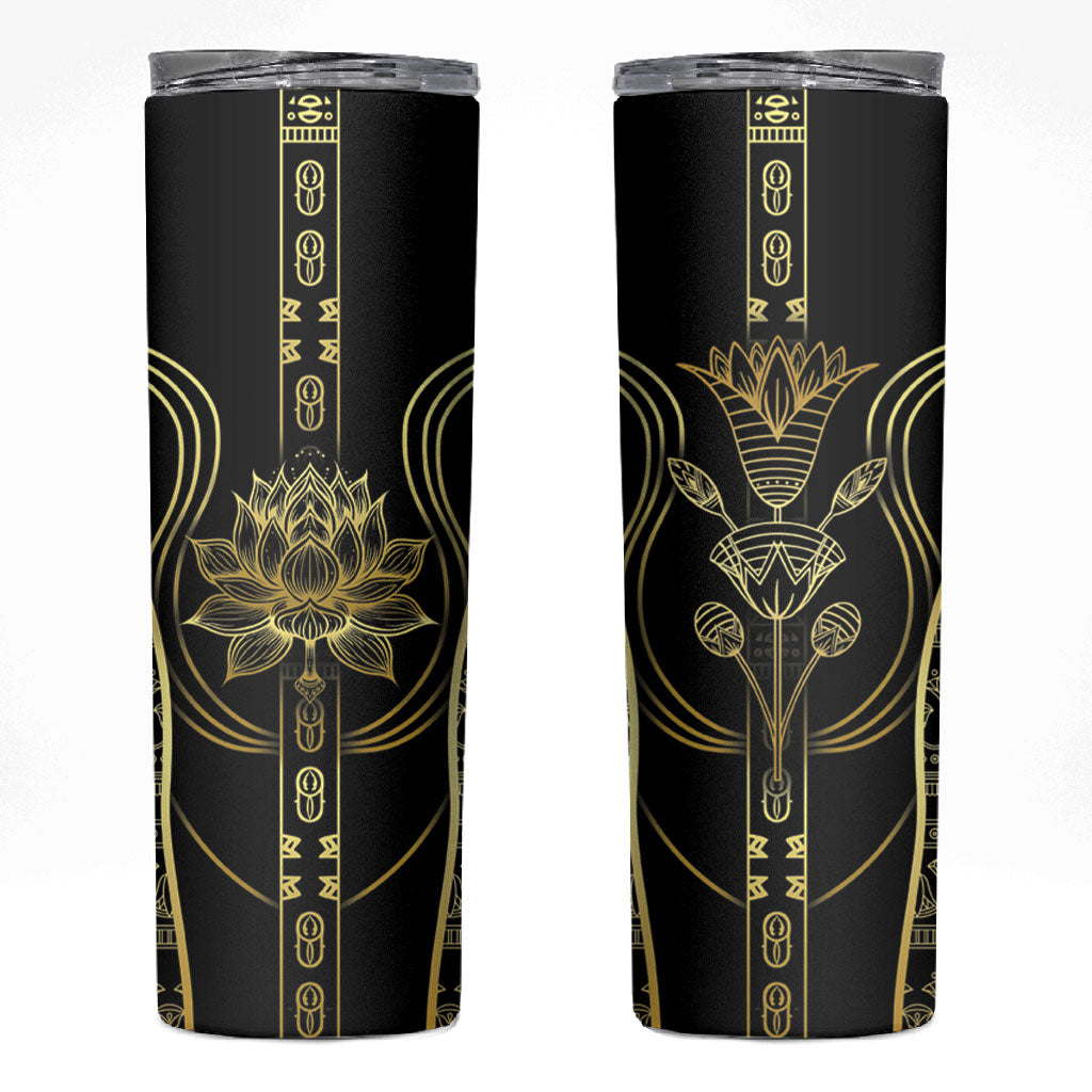 Egypt The Lotus Skinny Tumbler Gold Bloom Hieroglyphic Patterns