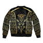 Egypt The Lotus Sleeve Zip Bomber Jacket Gold Bloom Hieroglyphic Patterns