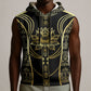 Egypt The Lotus Sleeveless Hoodie Gold Bloom Hieroglyphic Patterns