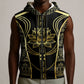 Egypt The Lotus Sleeveless Zip Hoodie Gold Bloom Hieroglyphic Patterns