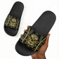 Egypt The Lotus Slide Sandals Gold Bloom Hieroglyphic Patterns