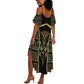 Egypt The Lotus Summer Maxi Dress Gold Bloom Hieroglyphic Patterns
