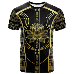 Egypt The Lotus T shirt Gold Bloom Hieroglyphic Patterns