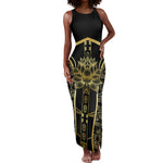 Egypt The Lotus Tank Maxi Dress Gold Bloom Hieroglyphic Patterns