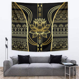 Egypt The Lotus Tapestry Gold Bloom Hieroglyphic Patterns