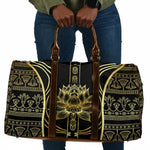 Egypt The Lotus Travel Bag Gold Bloom Hieroglyphic Patterns