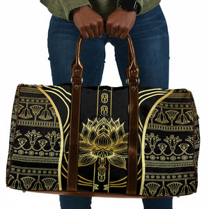 Egypt The Lotus Travel Bag Gold Bloom Hieroglyphic Patterns
