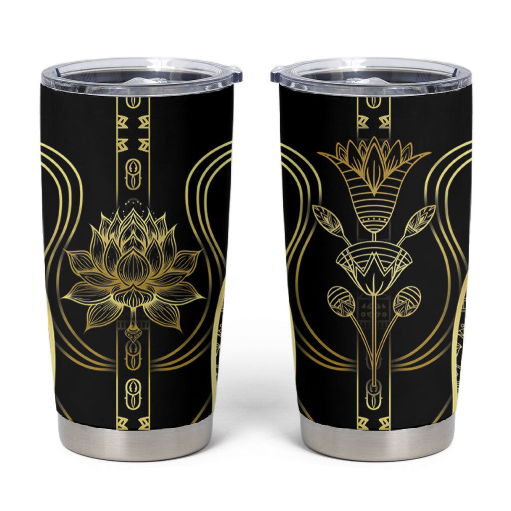 Egypt The Lotus Tumbler Cup Gold Bloom Hieroglyphic Patterns
