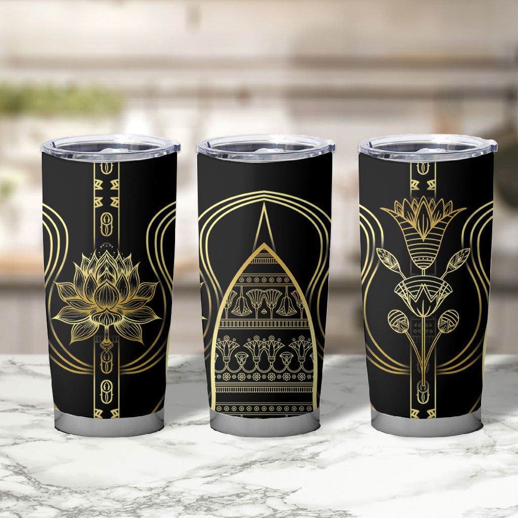 Egypt The Lotus Tumbler Cup Gold Bloom Hieroglyphic Patterns