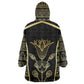 Egypt The Lotus Wearable Blanket Hoodie Gold Bloom Hieroglyphic Patterns
