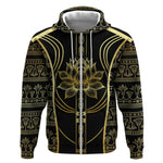 Egypt The Lotus Zip Hoodie Gold Bloom Hieroglyphic Patterns