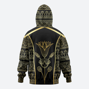 Egypt The Lotus Zip Hoodie Gold Bloom Hieroglyphic Patterns