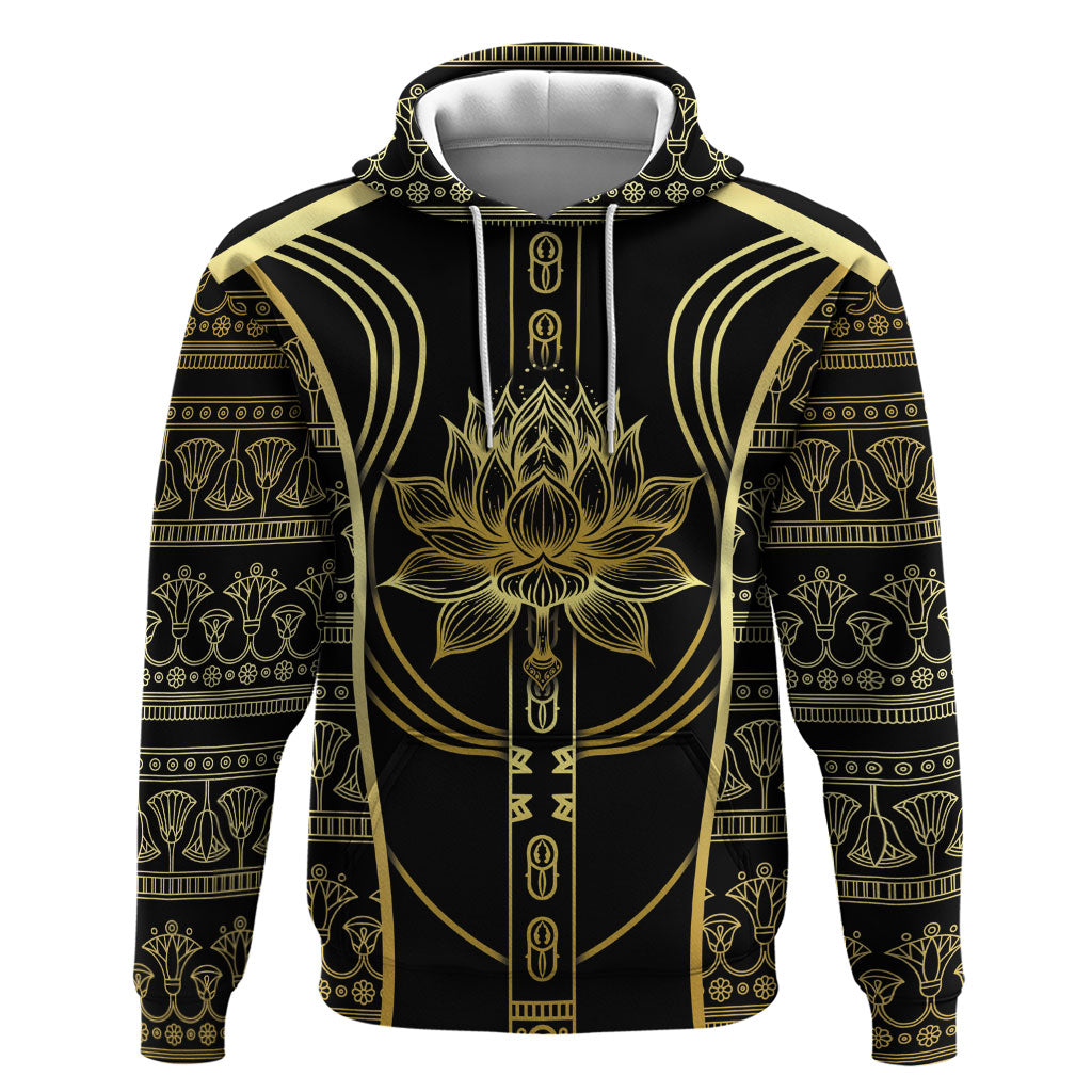 Egypt The Lotus Zip Hoodie Gold Bloom Hieroglyphic Patterns