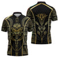 Egypt The Lotus Zipper Polo Shirt Gold Bloom Hieroglyphic Patterns