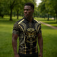 Egypt The Lotus Zipper Polo Shirt Gold Bloom Hieroglyphic Patterns