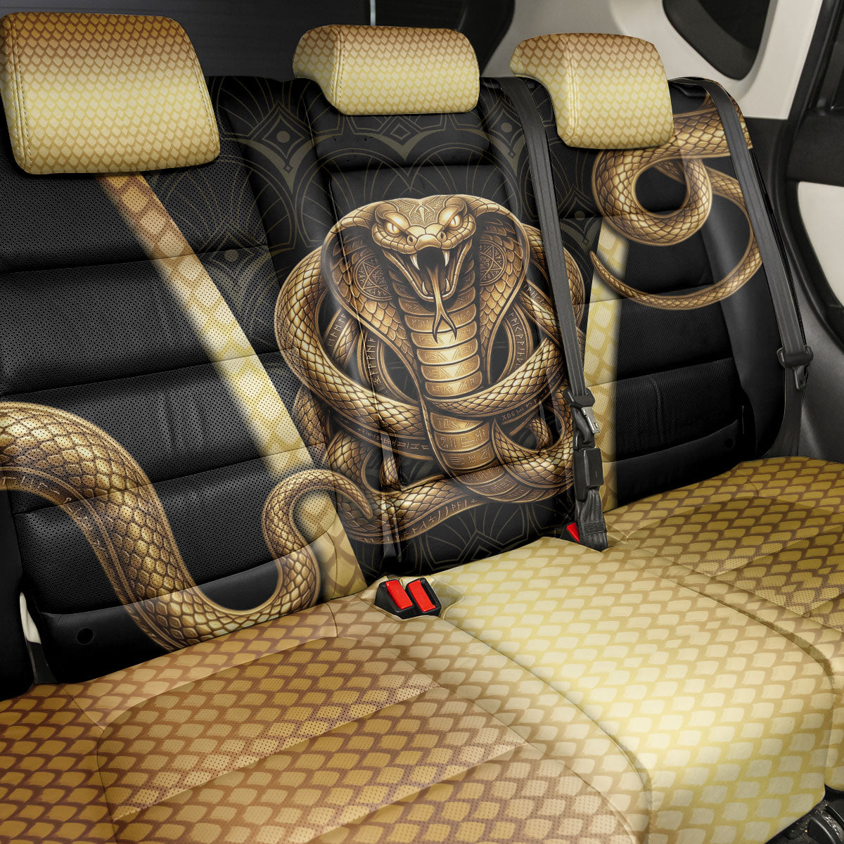 Egypt Uraeus Back Car Seat Cover Gold Cobra Luxury Style
