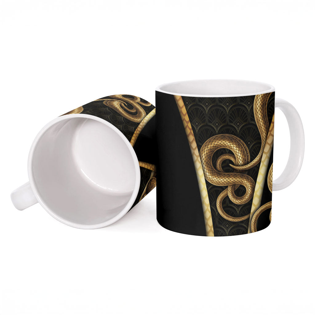 Egypt Uraeus Ceramic Mug Gold Cobra Luxury Style