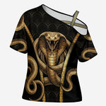 Egypt Uraeus Cross Shoulder Shirt Gold Cobra Luxury Style