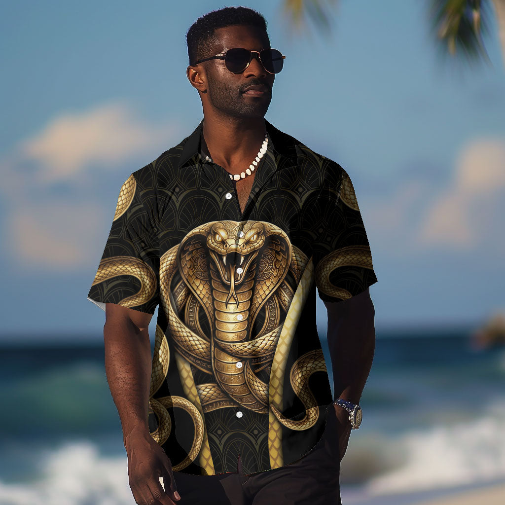 Egypt Uraeus Hawaiian Shirt Gold Cobra Luxury Style