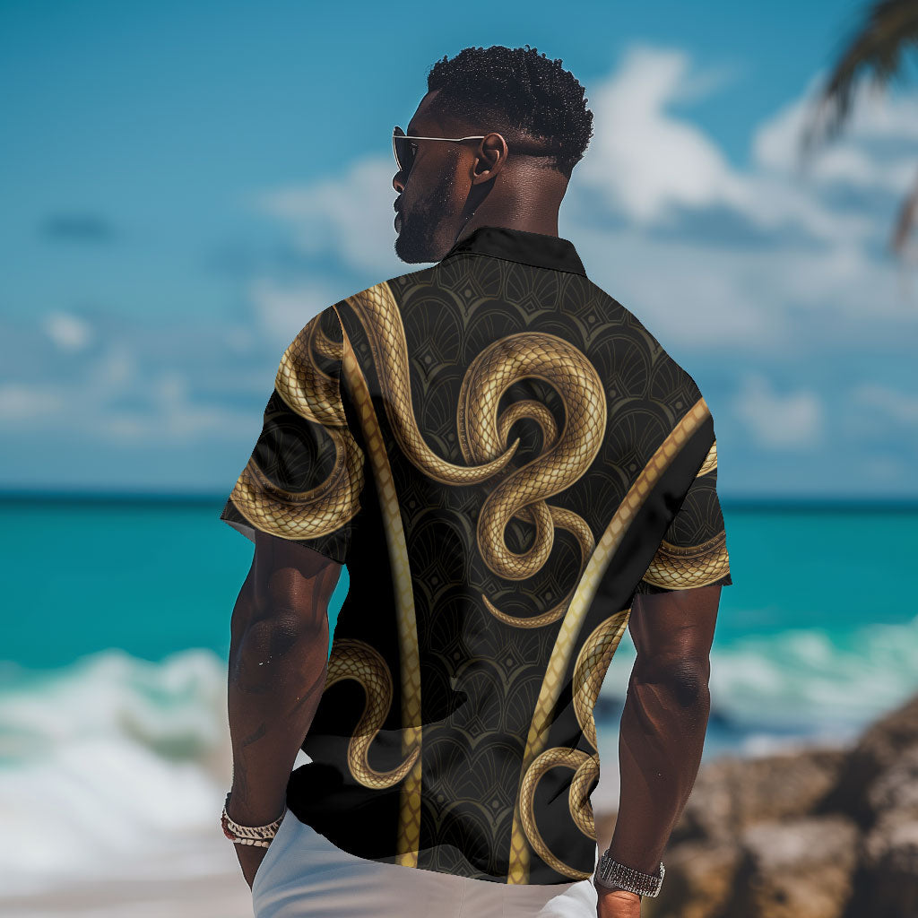 Egypt Uraeus Hawaiian Shirt Gold Cobra Luxury Style