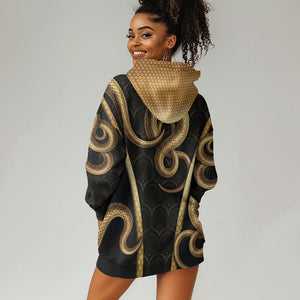 Egypt Uraeus Hoodie Dress Gold Cobra Luxury Style