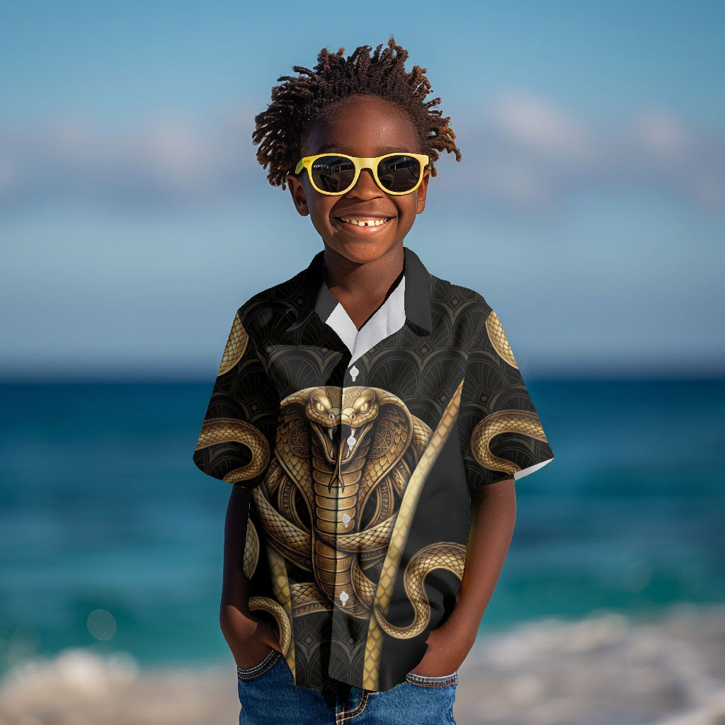 Egypt Uraeus Kid Hawaiian Shirt Gold Cobra Luxury Style