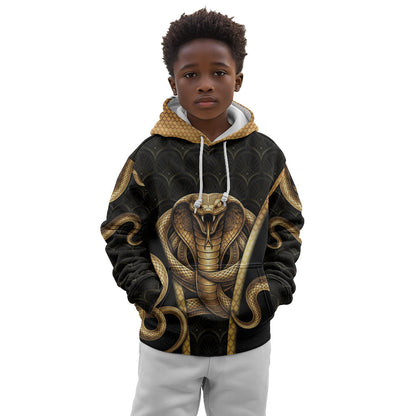 Egypt Uraeus Kid Hoodie Gold Cobra Luxury Style
