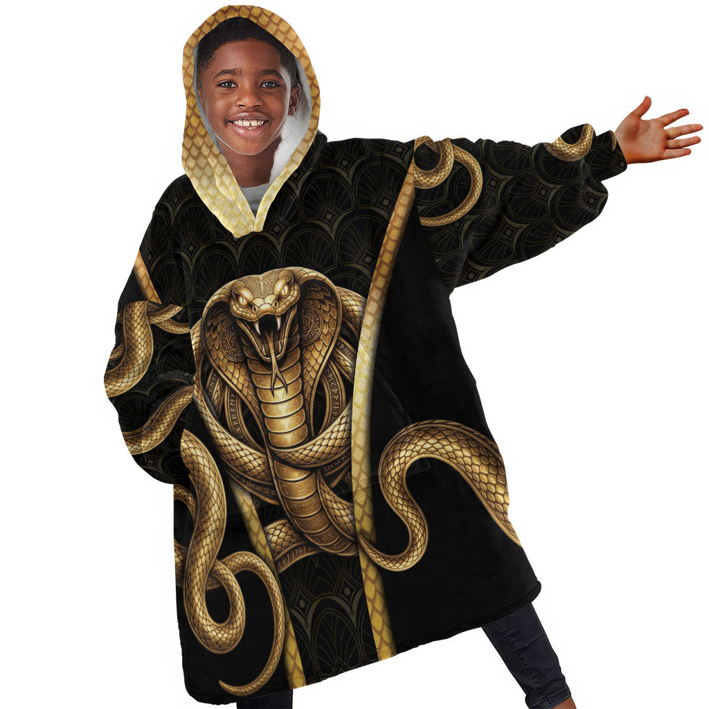 Egypt Uraeus Kid Wearable Blanket Hoodie Gold Cobra Luxury Style