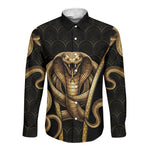 Egypt Uraeus Long Sleeve Button Shirt Gold Cobra Luxury Style