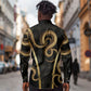 Egypt Uraeus Long Sleeve Button Shirt Gold Cobra Luxury Style