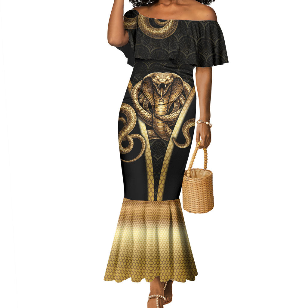 Egypt Uraeus Mermaid Dress Gold Cobra Luxury Style