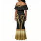 Egypt Uraeus Mermaid Dress Gold Cobra Luxury Style
