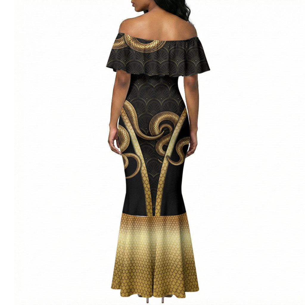 Egypt Uraeus Mermaid Dress Gold Cobra Luxury Style