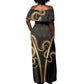 Egypt Uraeus Off Shoulder Maxi Dress Gold Cobra Luxury Style
