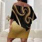 Egypt Uraeus Off Shoulder Short Dress Gold Cobra Luxury Style