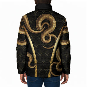 Egypt Uraeus Padded Jacket Gold Cobra Luxury Style