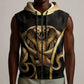 Egypt Uraeus Sleeveless Zip Hoodie Gold Cobra Luxury Style