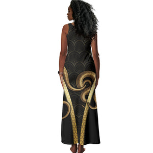 Egypt Uraeus Tank Maxi Dress Gold Cobra Luxury Style