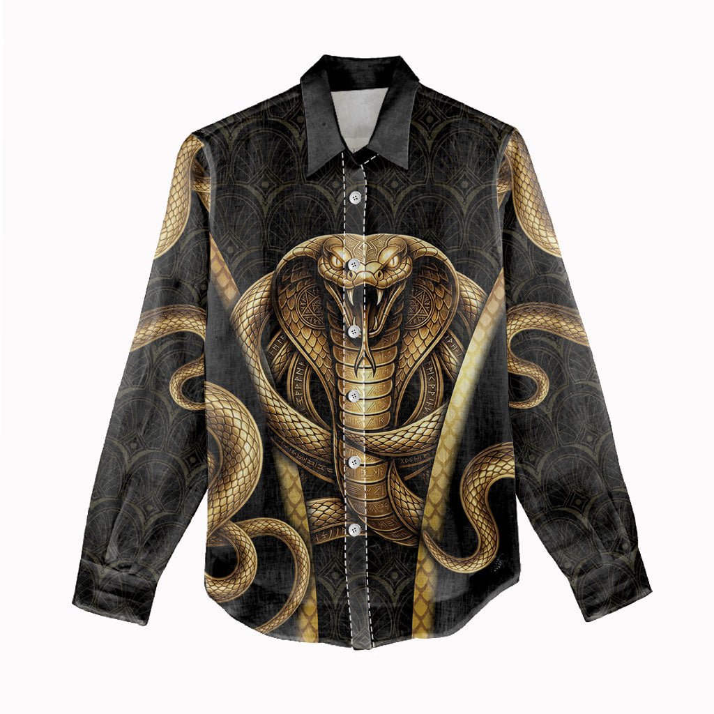 Egypt Uraeus Women Casual Shirt Gold Cobra Luxury Style