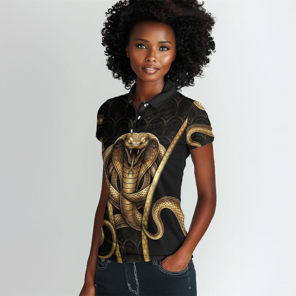 Egypt Uraeus Women Polo Shirt Gold Cobra Luxury Style