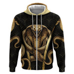 Egypt Uraeus Zip Hoodie Gold Cobra Luxury Style