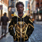 Egypt Uraeus Zip Hoodie Gold Cobra Luxury Style